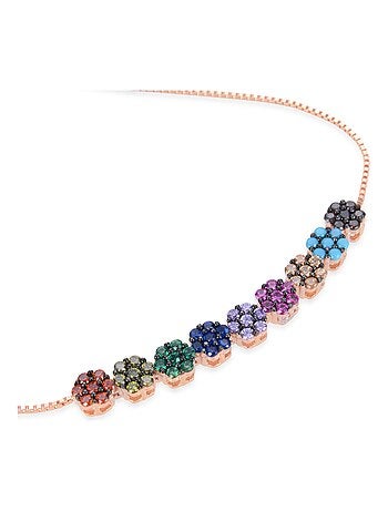 Bracelet Luxenter jusit en argent 925 et zircon multicolore avec finition plaquée or rose 18 carats