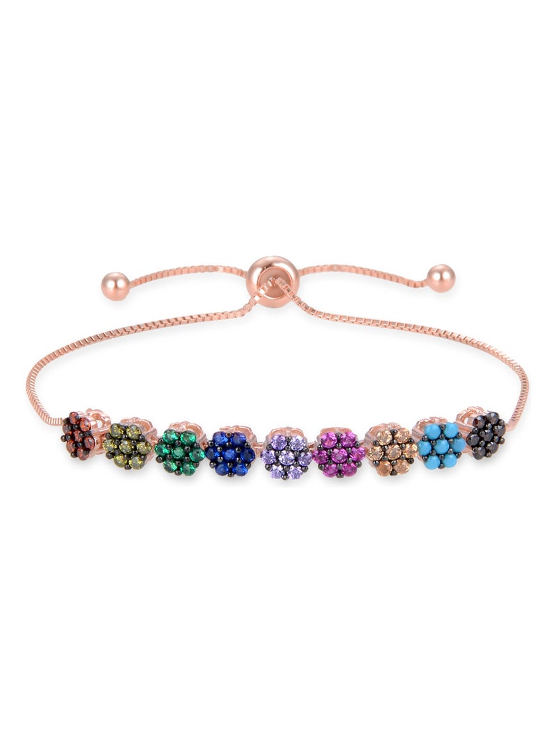 Bracelet Luxenter jusit en argent 925 et zircon multicolore avec finition plaquée or rose 18k Multicolore - Kiabi