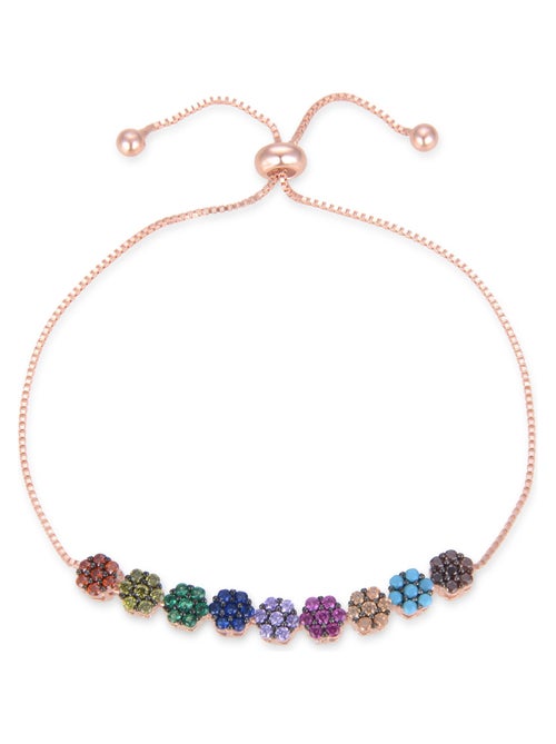 Bracelet Luxenter jusit en argent 925 et zircon multicolore avec finition plaquée or rose 18k - Kiabi