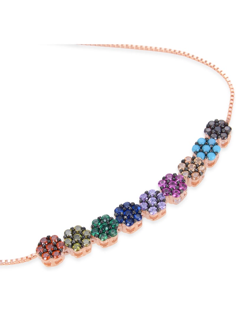 Bracelet Luxenter jusit en argent 925 et zircon multicolore avec finition plaquée or rose 18k Multicolore - Kiabi