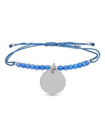 Bracelet Luxenter mi sol en argent 925 et agate bleue rhodiée