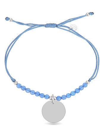 Bracelet Luxenter mi sol en argent 925 et agate bleue rhodiée