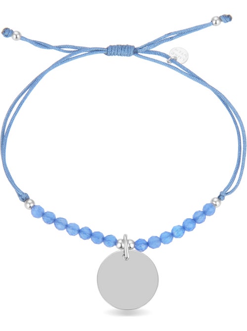 Bracelet Luxenter mi sol en argent 925 et agate bleue rhodiée - Kiabi