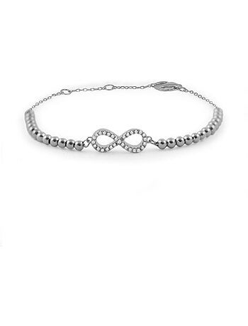 Bracelet Luxenter munthir en argent 925 et zircon brillant avec finition rhodiée