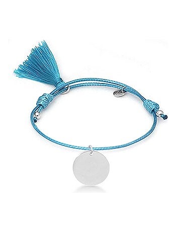 Bracelet Luxenter my sunshine en argent 925 et coton bleu rhodié