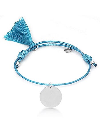 Bracelet Luxenter my sunshine en argent 925 et coton bleu rhodié