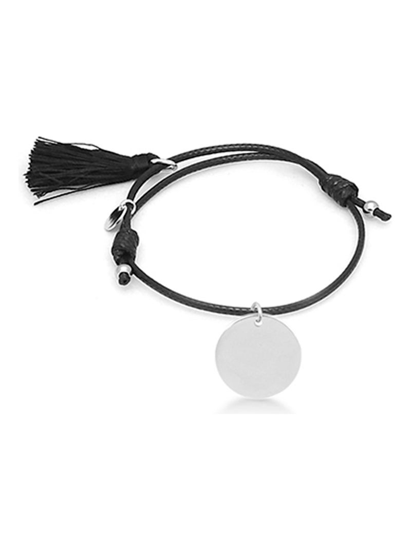 Bracelet Luxenter my sunshine en argent 925 et coton noir rhodié Noir - Kiabi
