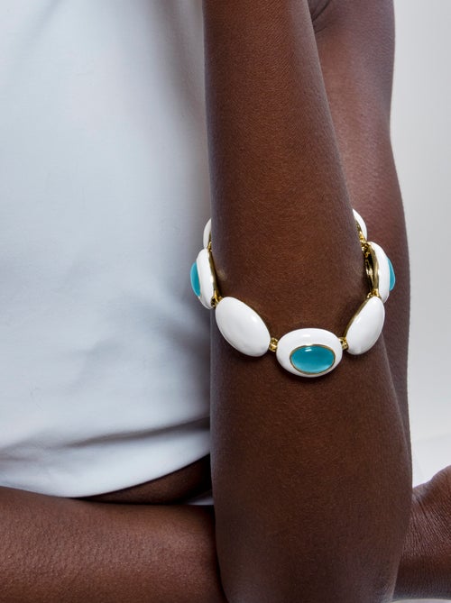 Bracelet Luxenter Nadic Blue Cat's Eye plaqué or jaune 18 carats. - Kiabi