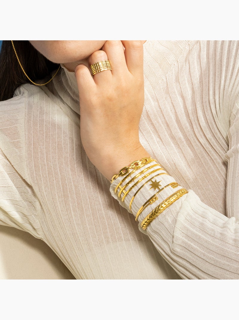 Bracelet Luxenter Onyx fini et plaqué or 18k - Nepai Noir - Kiabi