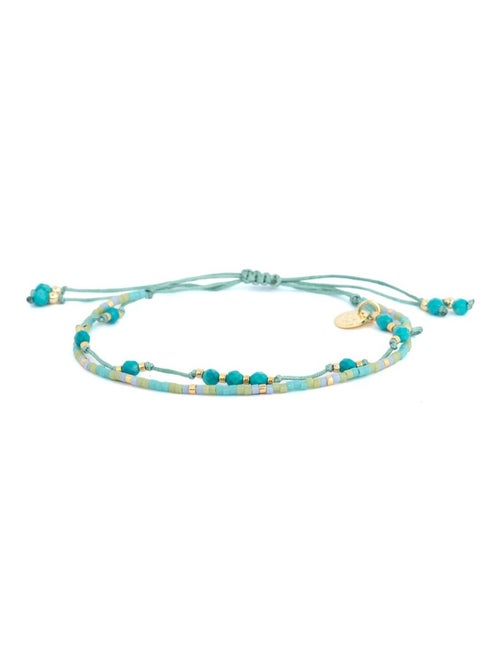 Bracelet Luxenter or jaune 18k et Turquoise verte - Shyo - Kiabi