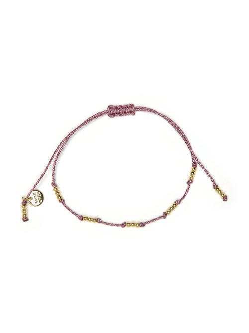 Bracelet Luxenter plaqué or jaune 18k et coton rose - Ekilo - Kiabi