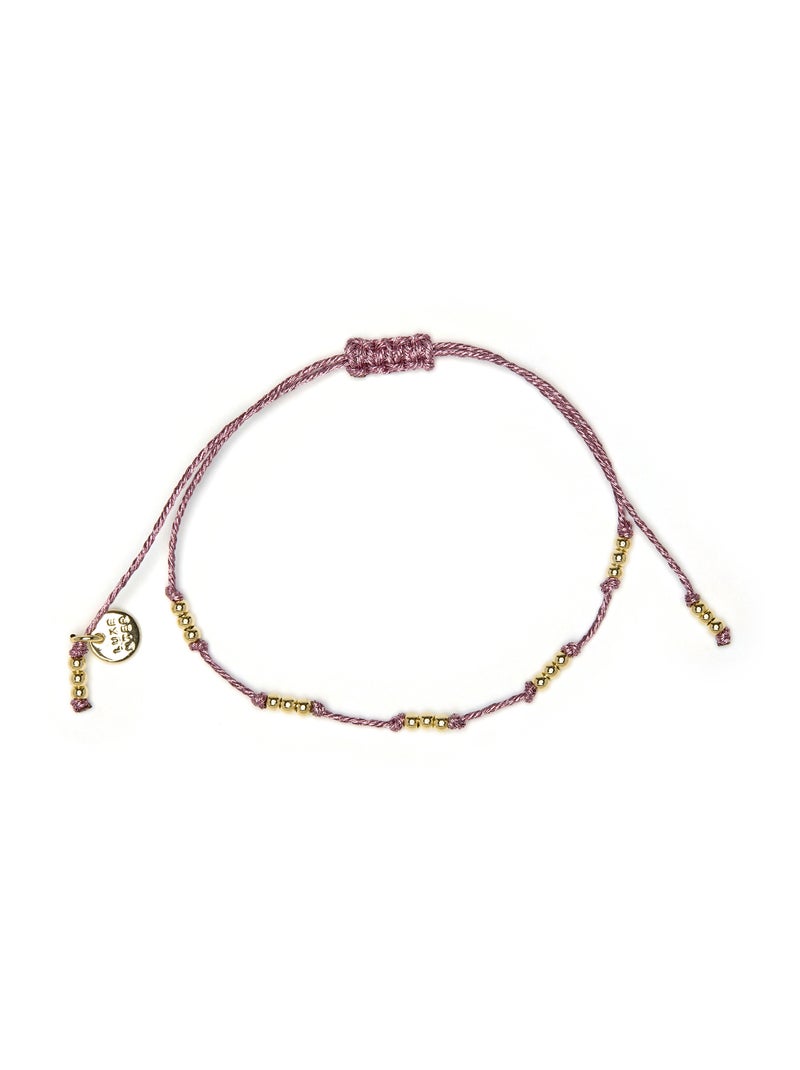 Bracelet Luxenter plaqué or jaune 18k et coton rose - Ekilo Rose - Kiabi