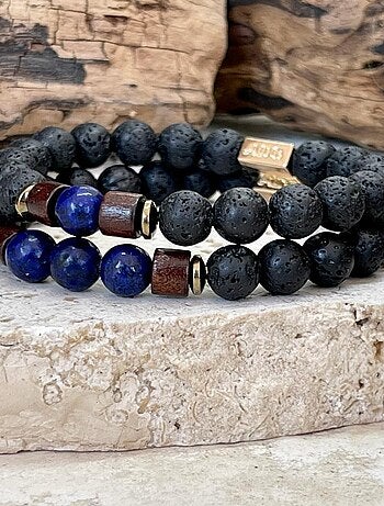 Bracelet magma couple en lapis lazuli