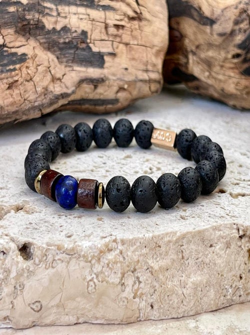 Bracelet magma couple en lapis lazuli - Kiabi