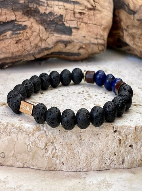 Bracelet magma couple en lapis lazuli - Kiabi