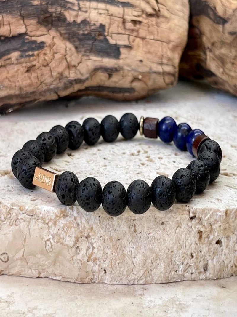 Bracelet magma couple en lapis lazuli Blanc Bleu - Kiabi