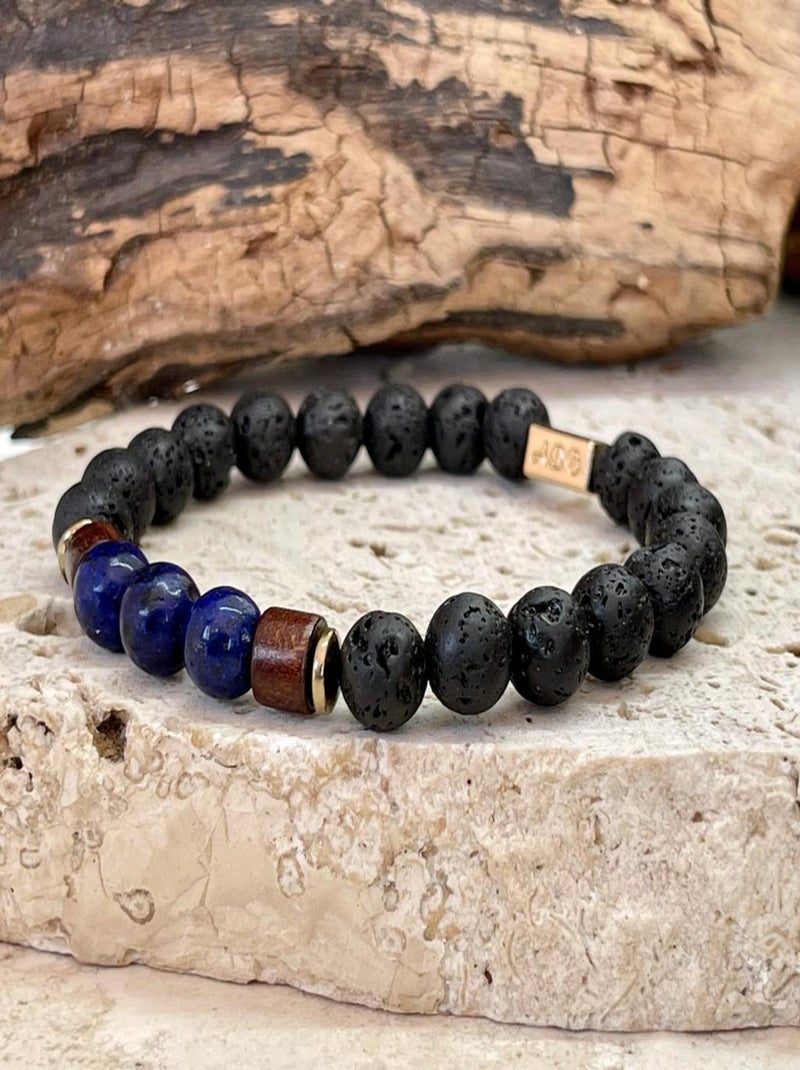 Bracelet magma couple en lapis lazuli Blanc Bleu - Kiabi