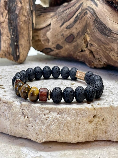 Bracelet Magma couple en oeil de tigre - Kiabi