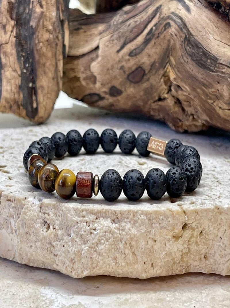 Bracelet Magma couple en oeil de tigre Noir - Kiabi