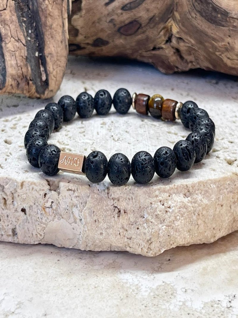 Bracelet Magma couple en oeil de tigre Noir - Kiabi