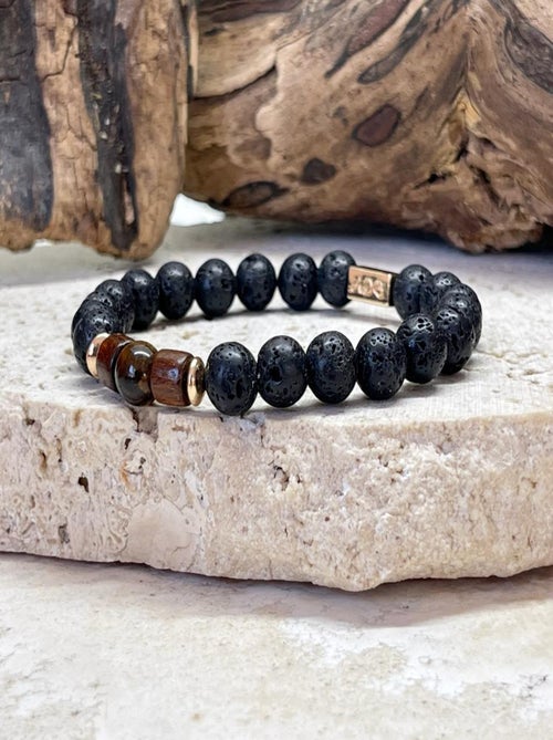 Bracelet Magma couple en oeil de tigre - Kiabi