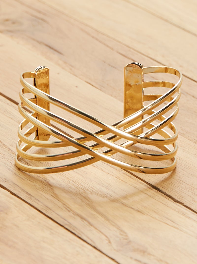 Bracelet manchette croisée or - Kiabi