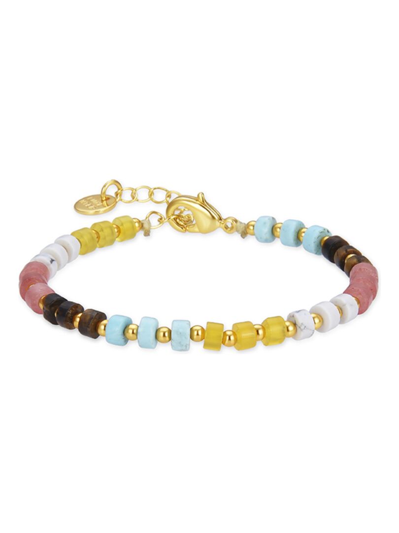 Collier Mafayaz En Argent 925 Et Cristal Rose Avec Finition En Or Jaune 18 Carats Multicolore P995932c995835