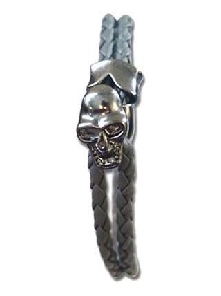 Bracelet mixte en cuir gris crâne