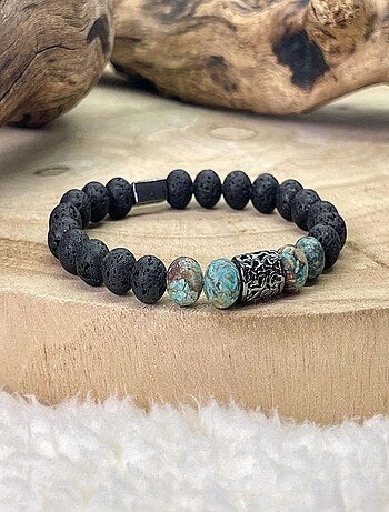 Bracelet océan en pierre de lave