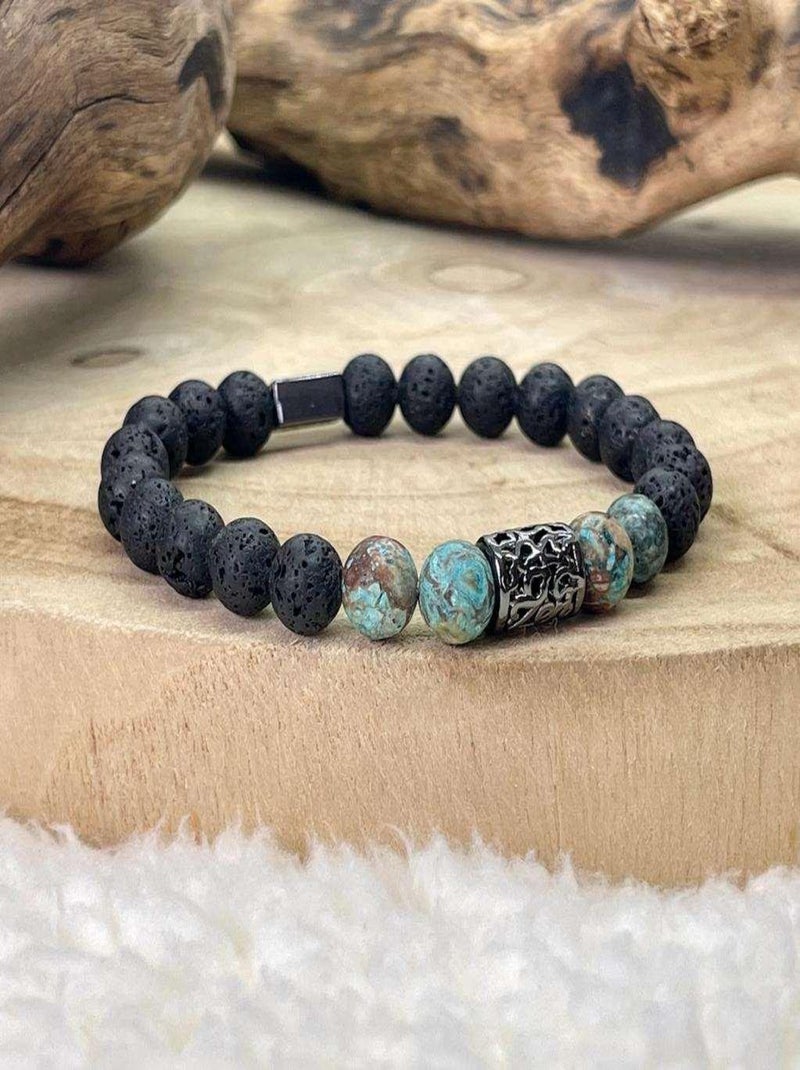Bracelet océan en pierre de lave Noir - Kiabi
