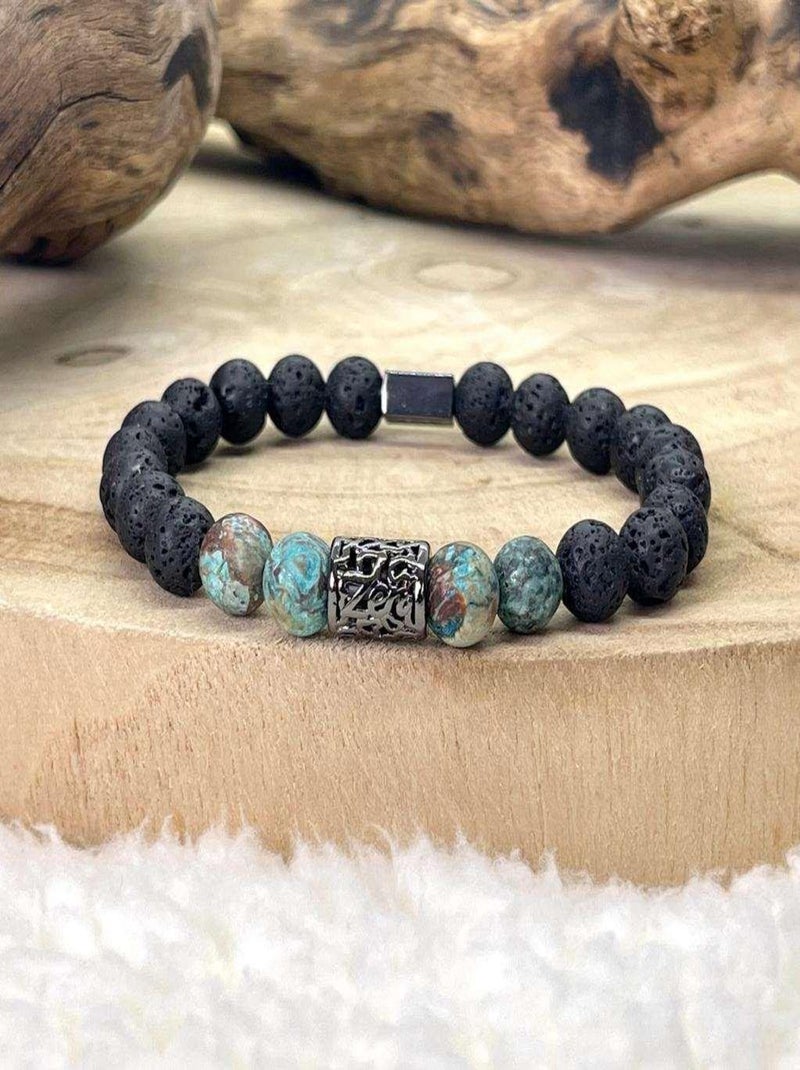 Bracelet océan en pierre de lave Noir - Kiabi