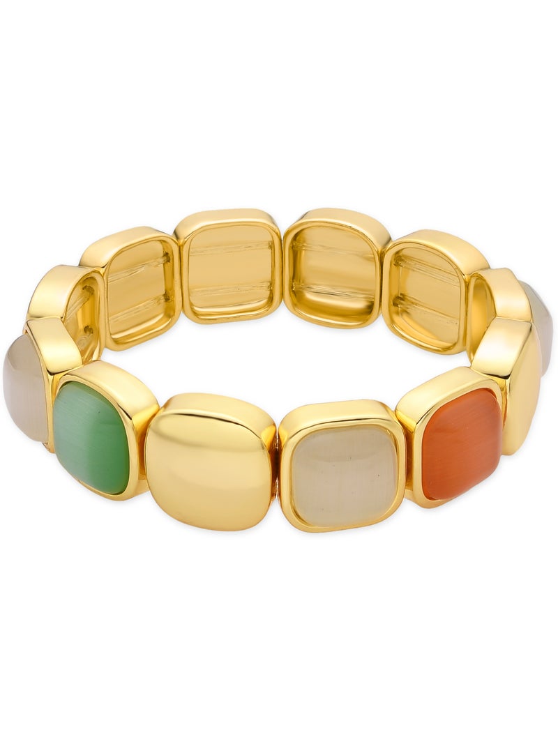 Bracelet œil de chat multicolore Luxenter avec finition et plaqué or 18k - Jajim Multicolore - Kiabi