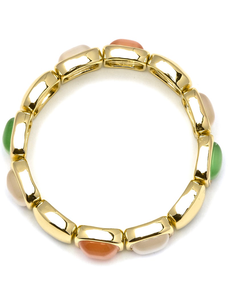 Bracelet œil de chat multicolore Luxenter avec finition et plaqué or 18k - Jajim Multicolore - Kiabi