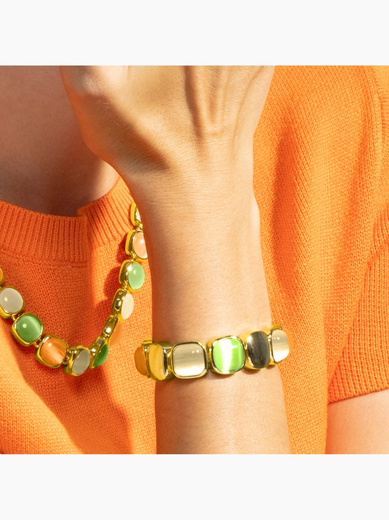 Bracelet œil de chat multicolore Luxenter avec finition et plaqué or 18k - Jajim Multicolore - Kiabi