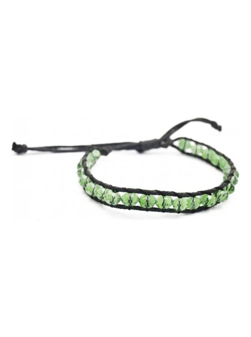 Bracelet perles de cristal vert et fil noir - Kiabi