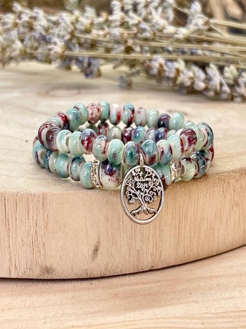 Bracelet perles de fleurs - Kiabi