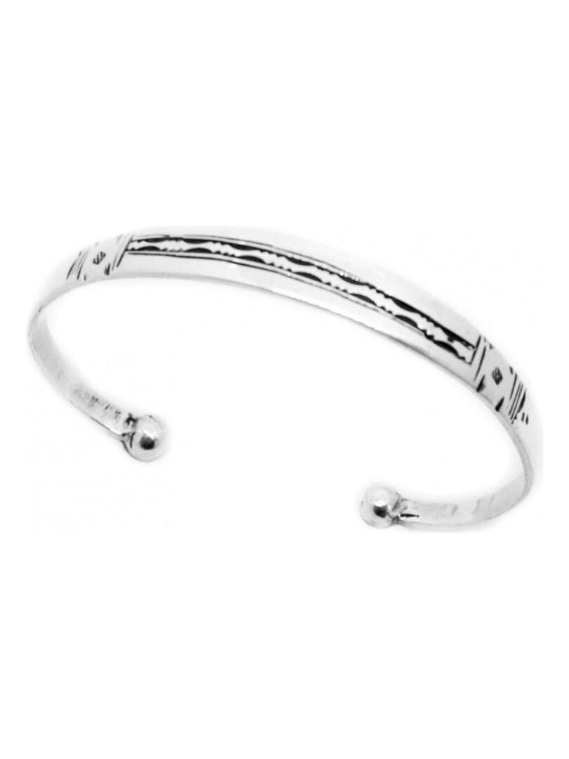 Bracelet Rigide Ouvert En Argent 925 Poinçonné - Gravure Fine - Vintage - Occasion