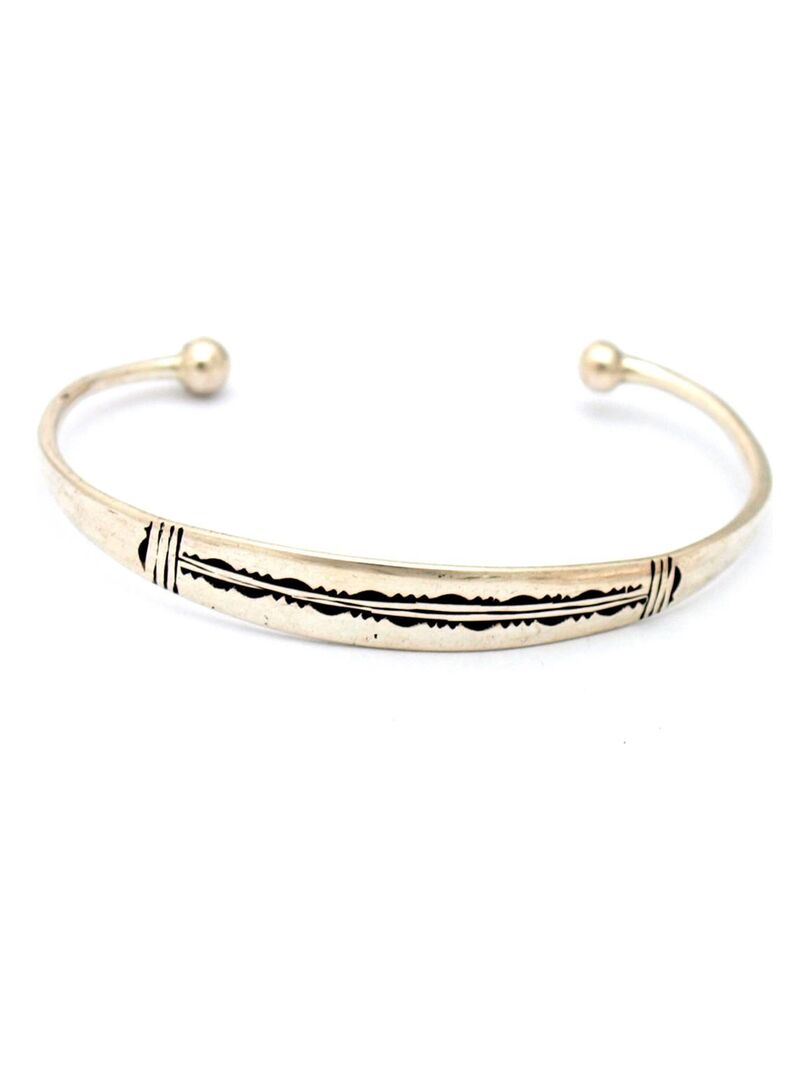 Bracelet Rigide Ancien Argenté Finement Gravé - Bijou Vintage, Parfait État, Modèle 3519