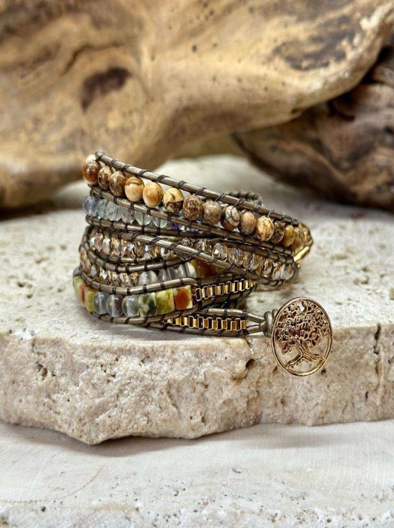 Bracelet solaire en jaspe Marron - Kiabi