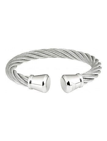 Bracelet torque Zippo en inox torsadé