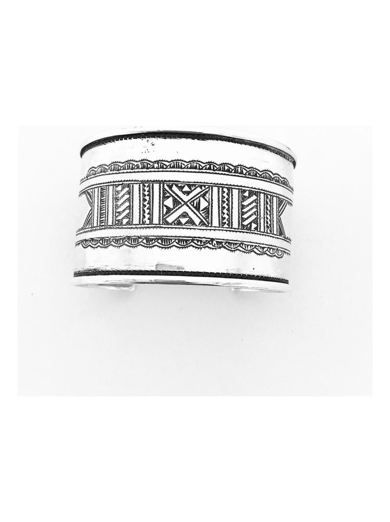 Bracelet touareg ethnique manchette large fait main, Bijoucolor Argent - Kiabi