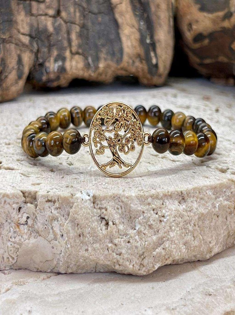 Bracelet Zen en oeil de tigre Marron - Kiabi