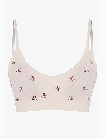 Bralette à motif ajouré, avec coussinets amovibles et sans coutures penti