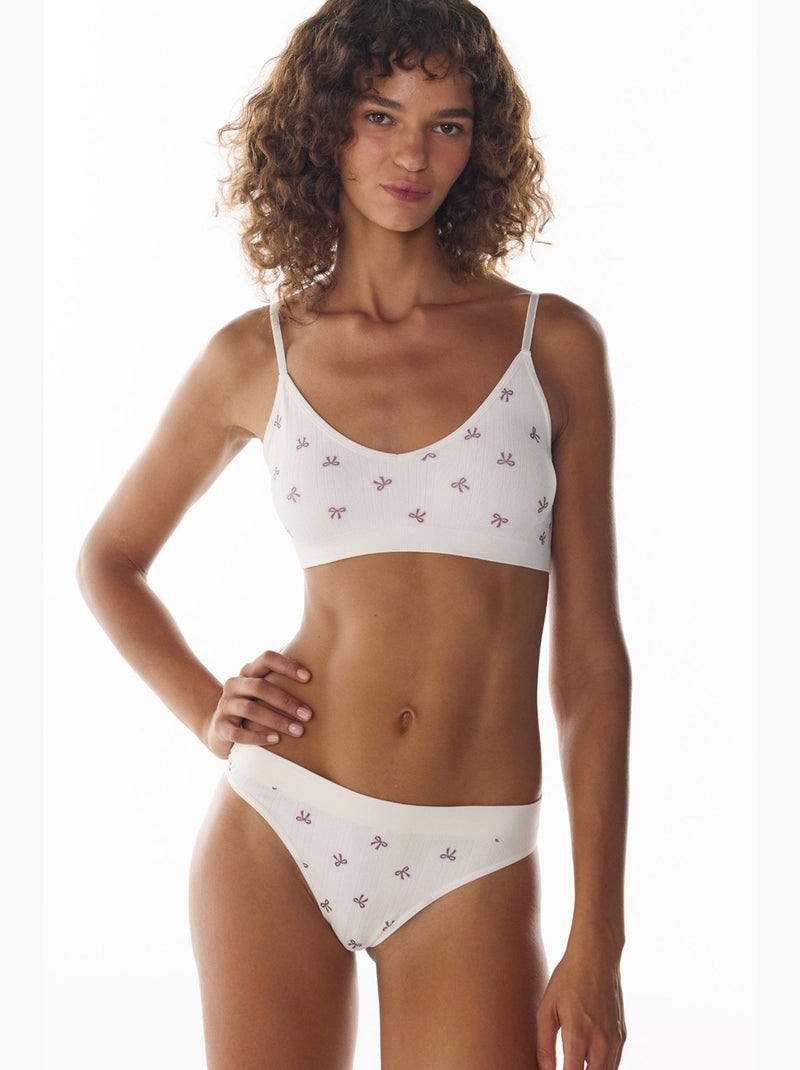 Bralette à motif ajouré, avec coussinets amovibles et sans coutures penti Blanc - Kiabi