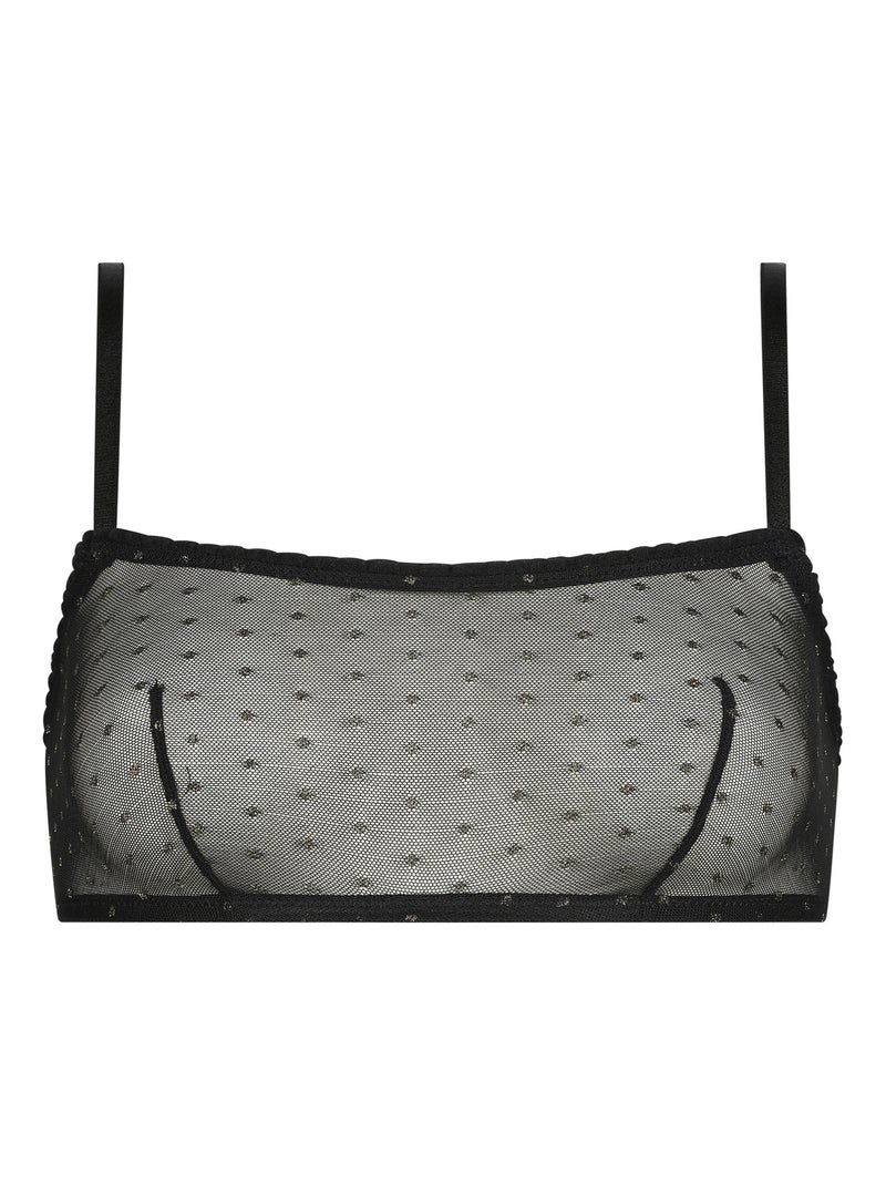 Bralette à pois en lurex pailleté Shiny Mesh Noir - Kiabi