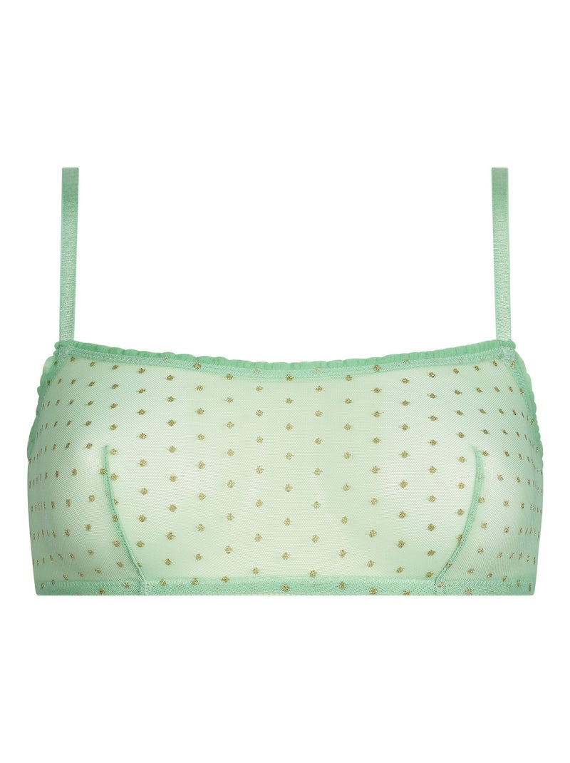 Bralette à pois en lurex pailleté Shiny Mesh Vert clair - Kiabi