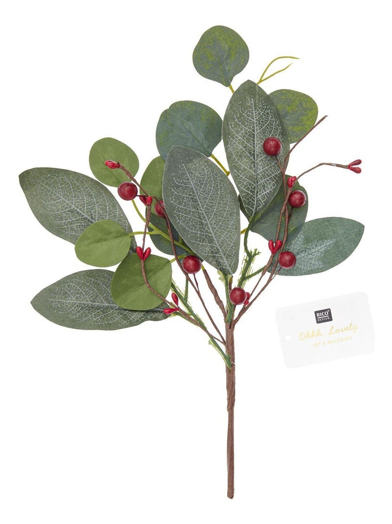 Branche d'eucalyptus et baies rouges 30,5 cm - Rico Design Vert - Kiabi