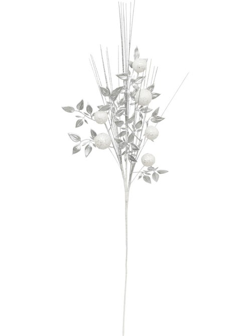 Branche feuilles boules argentées 75cm - Kiabi