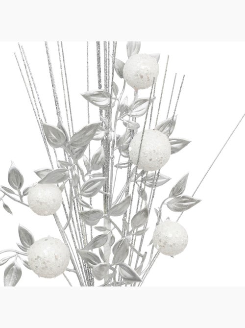 Branche feuilles boules argentées 75cm - Kiabi