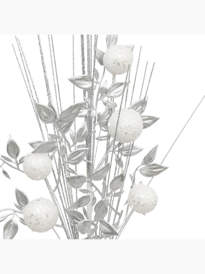 Branche feuilles boules argentées 75cm Argent - Kiabi